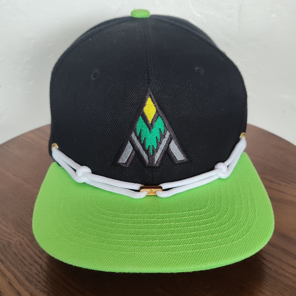 Findlay Force hat snap back flat bill crown fit hidden pocket neon green black